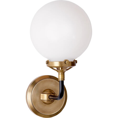 Ian K. Fowler Bistro 1 Light 6 inch Hand-Rubbed Antique Brass and Black Bath Sconce Wall Light in White Glass