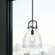 Newton Bell 1 Light 10 inch Matte Black Mini Pendant Ceiling Light in Clear Glass