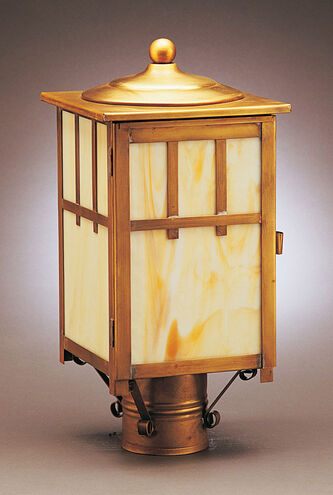 Lodge 1 Light 15 inch Antique Copper Post Lantern in Clear Glass