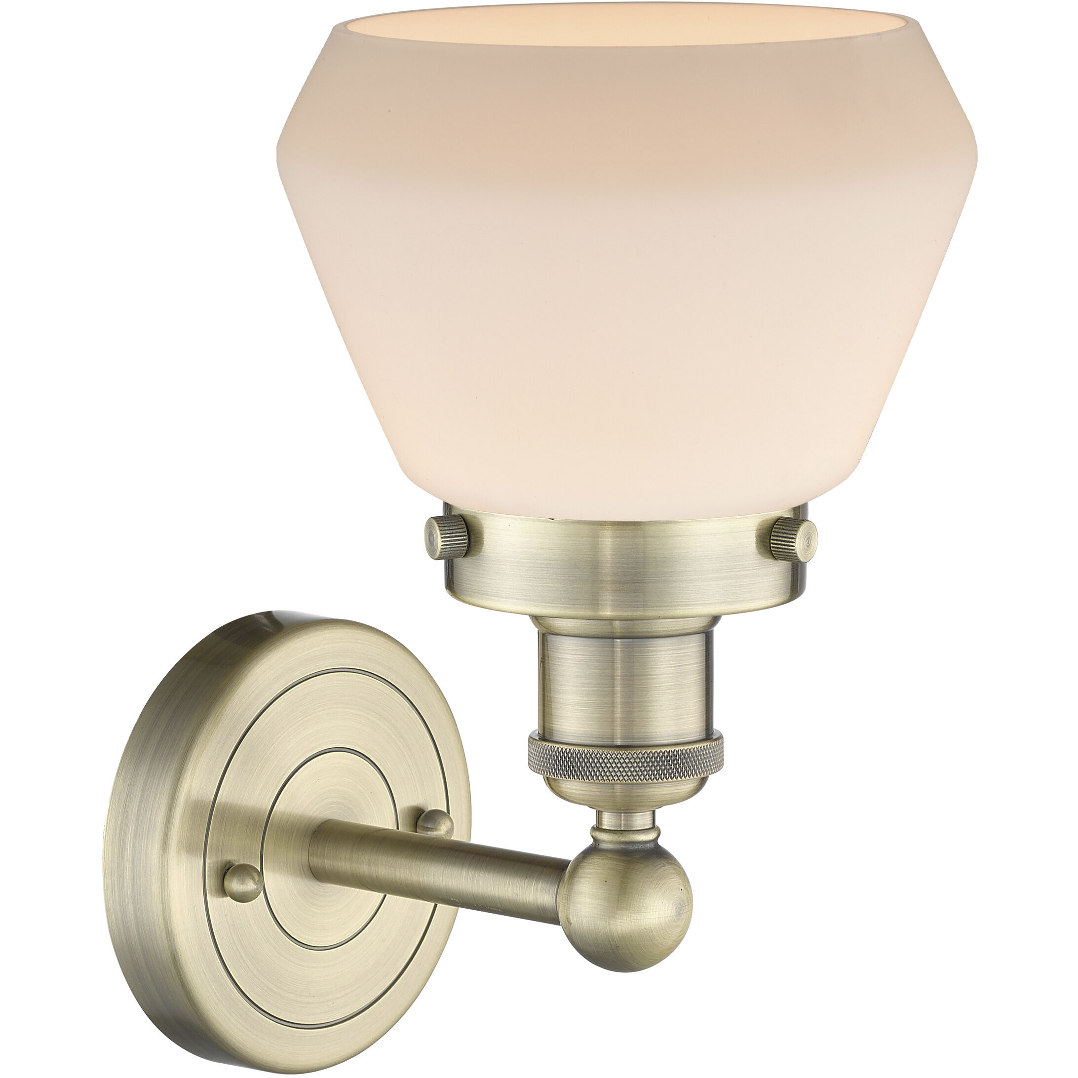Fulton Sconce Wall Light in Antique Brass, Matte White