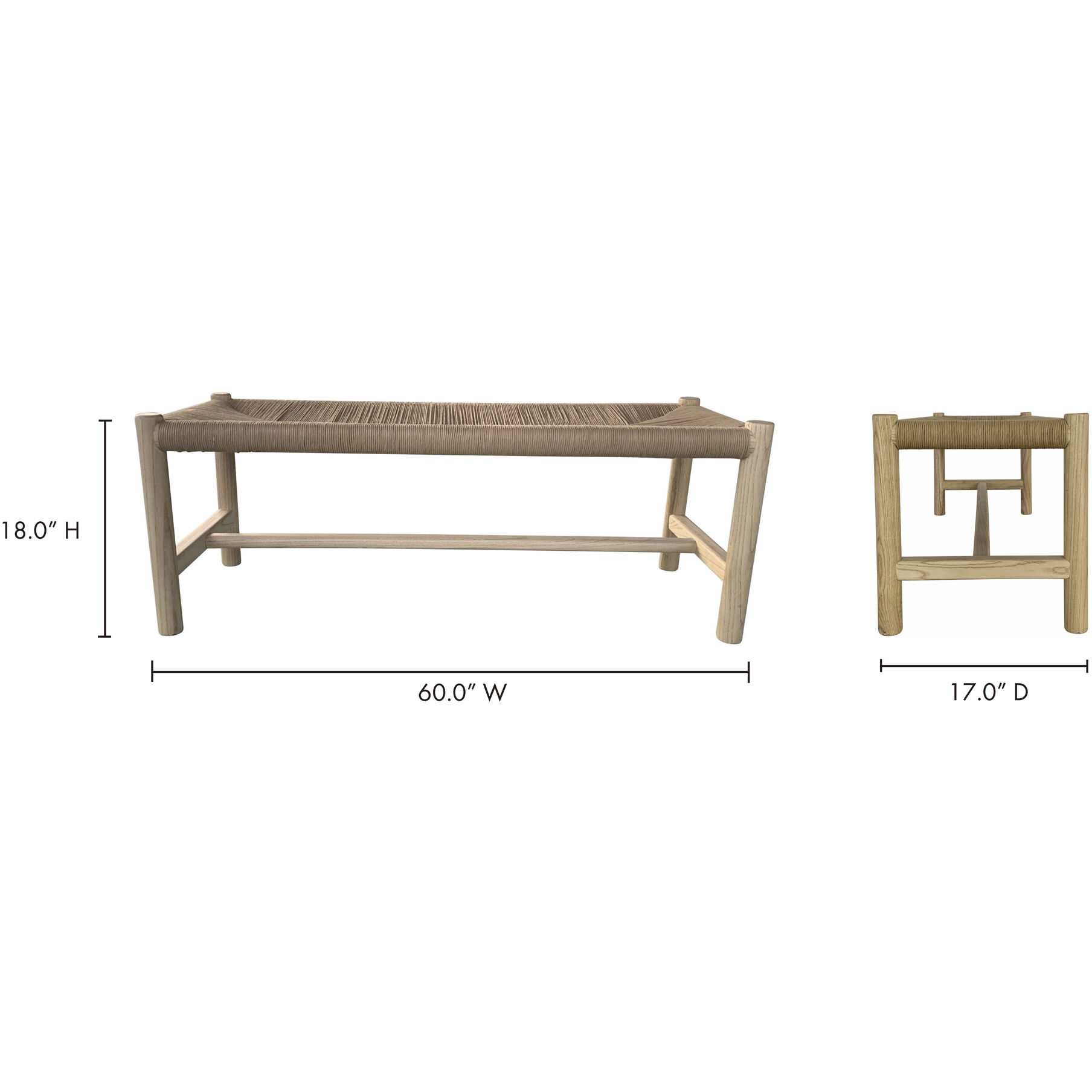 Hawthorn Natural Bench, Large