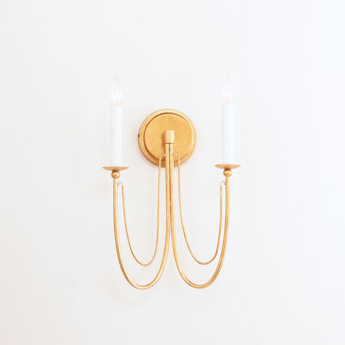 Plumette 2 Light 12 inch Gold Leaf Wall Sconce Wall Light