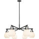 Newton Sphere 6 Light 26 inch Matte Black Chandelier Ceiling Light in White Glass