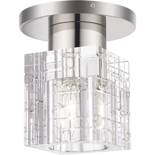 Rotterdam 1 Light 7 inch Polished Nickel Crystal Semi-Flush Ceiling Light