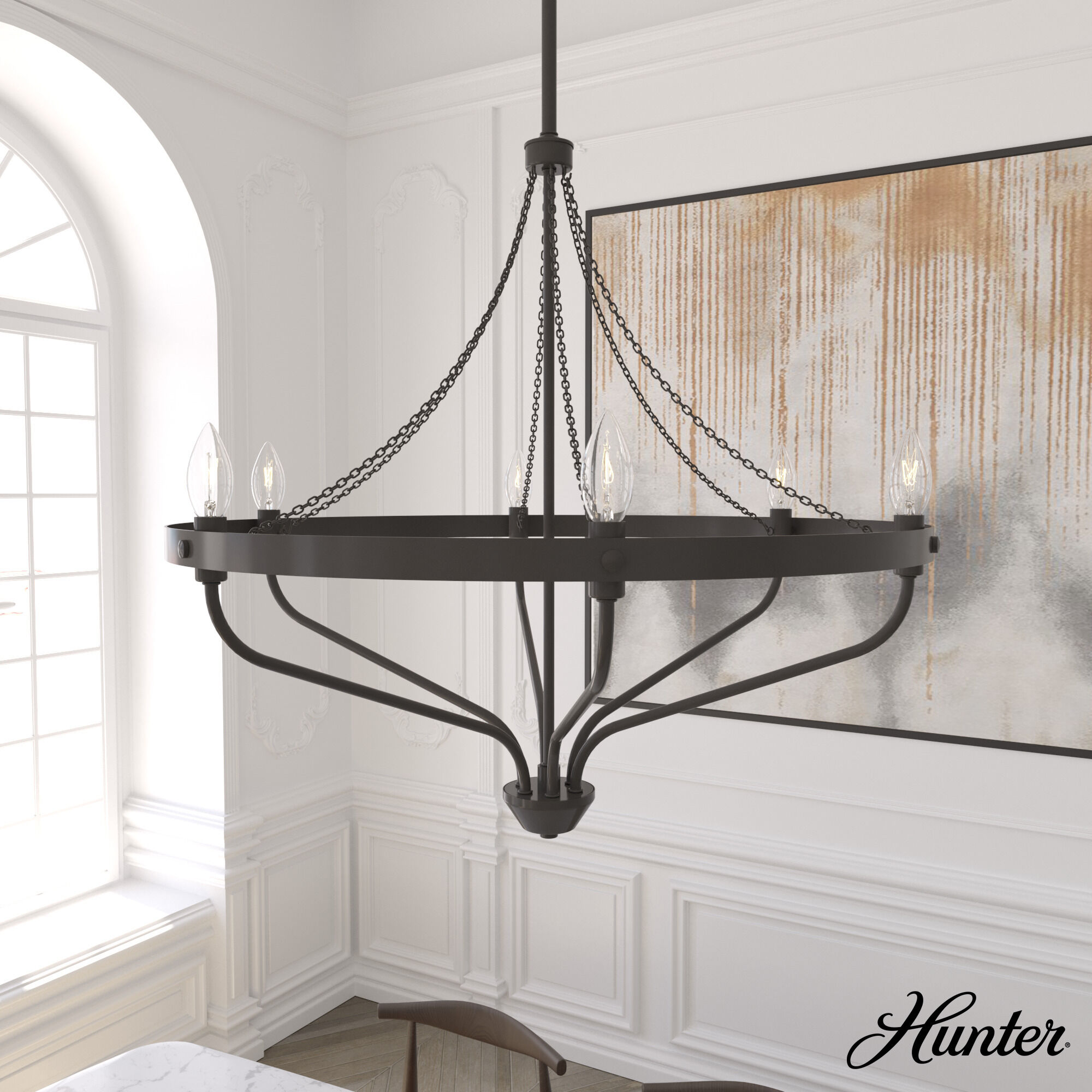 Merlin 6 Light 25 inch Rustic Iron Chandelier Ceiling Light