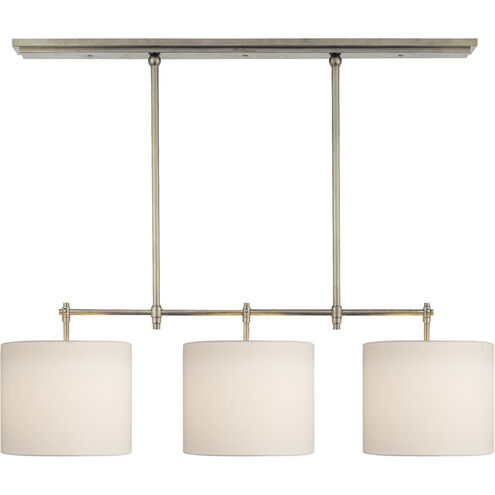 Thomas O'Brien Bryant 3 Light 36 inch Antique Nickel Billiard Light Ceiling Light in Linen, Small