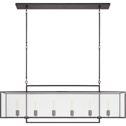 Ian K. Fowler Halle 6 Light 56 inch Aged Iron Linear Pendant Ceiling Light, Large