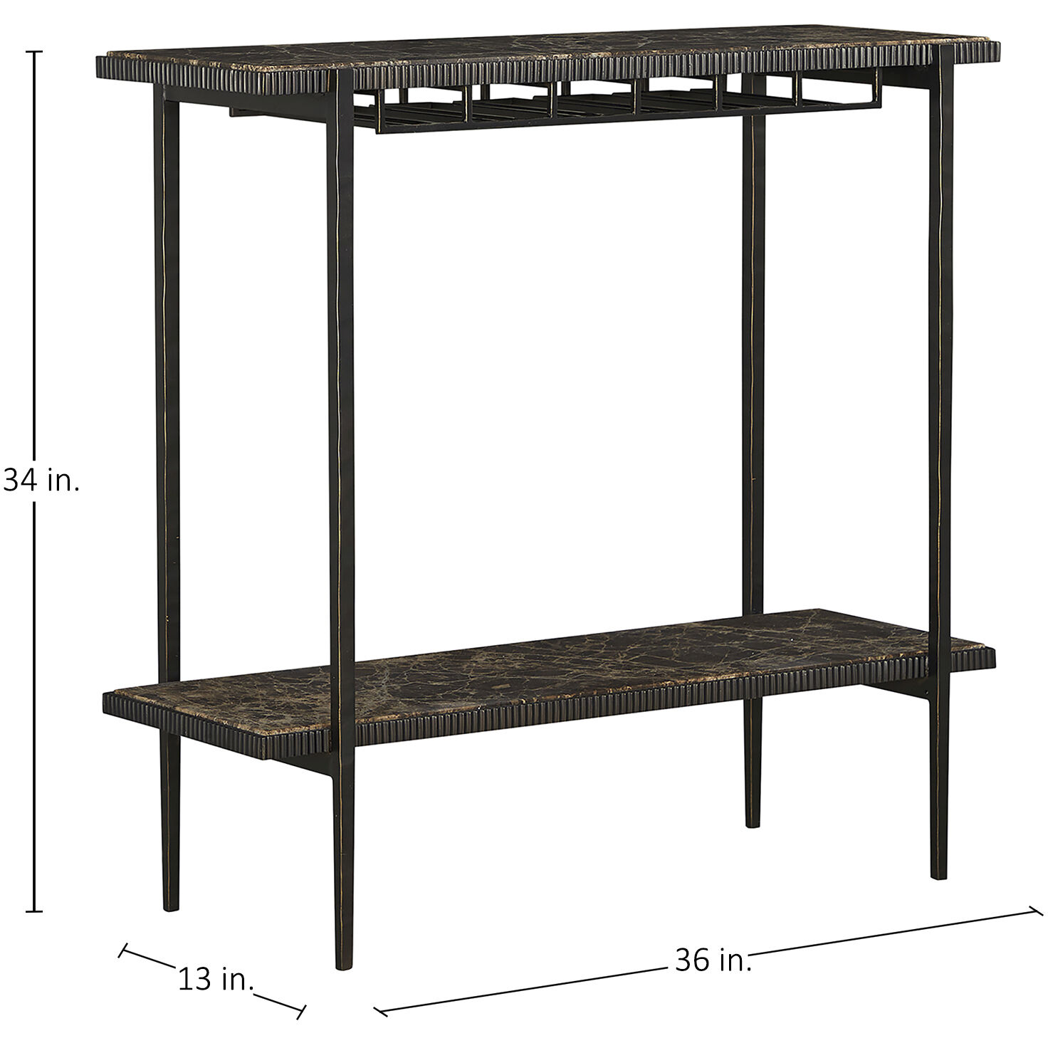 Ariana Forged Antique Bronze and Marron Imperial Marble Bar Console