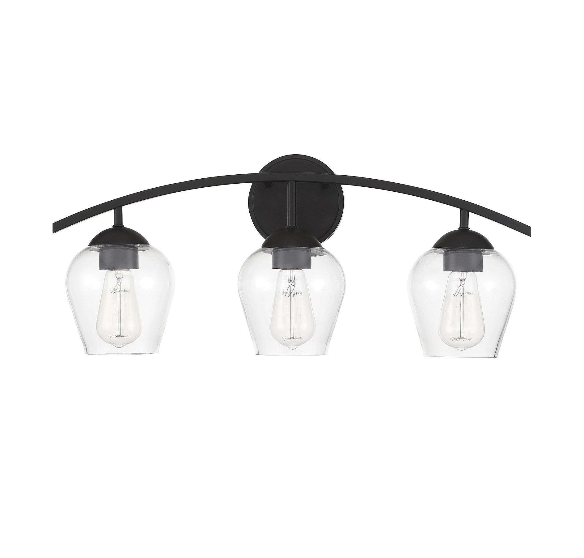 Transitional 3 Light 24 inch Matte Black Bathroom Vanity Light Wall Light