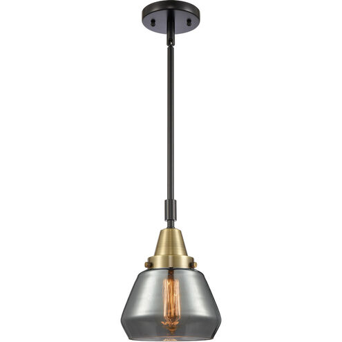 Franklin Restoration Fulton LED 7 inch Black Antique Brass Mini Pendant Ceiling Light in Plated Smoke Glass