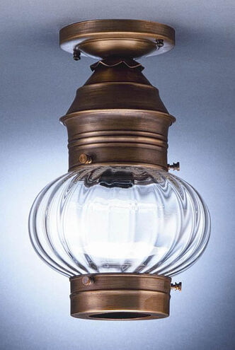 Onion 1 Light 8 inch Antique Copper Flush Mount Ceiling Light in Optic Glass