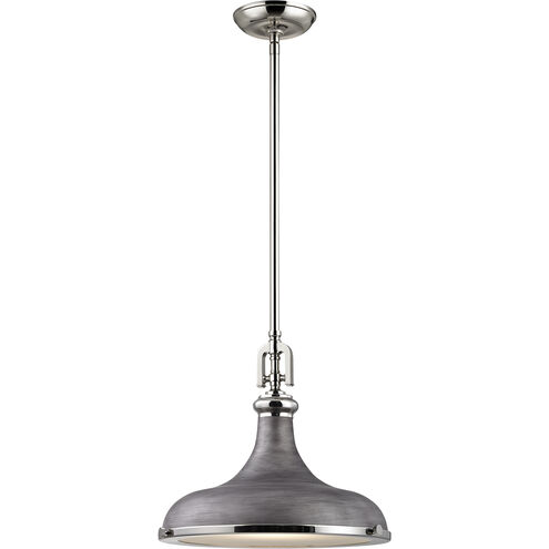 Rutherford 1 Light 15 inch Polished Nickel with Weathered Zinc Pendant Ceiling Light