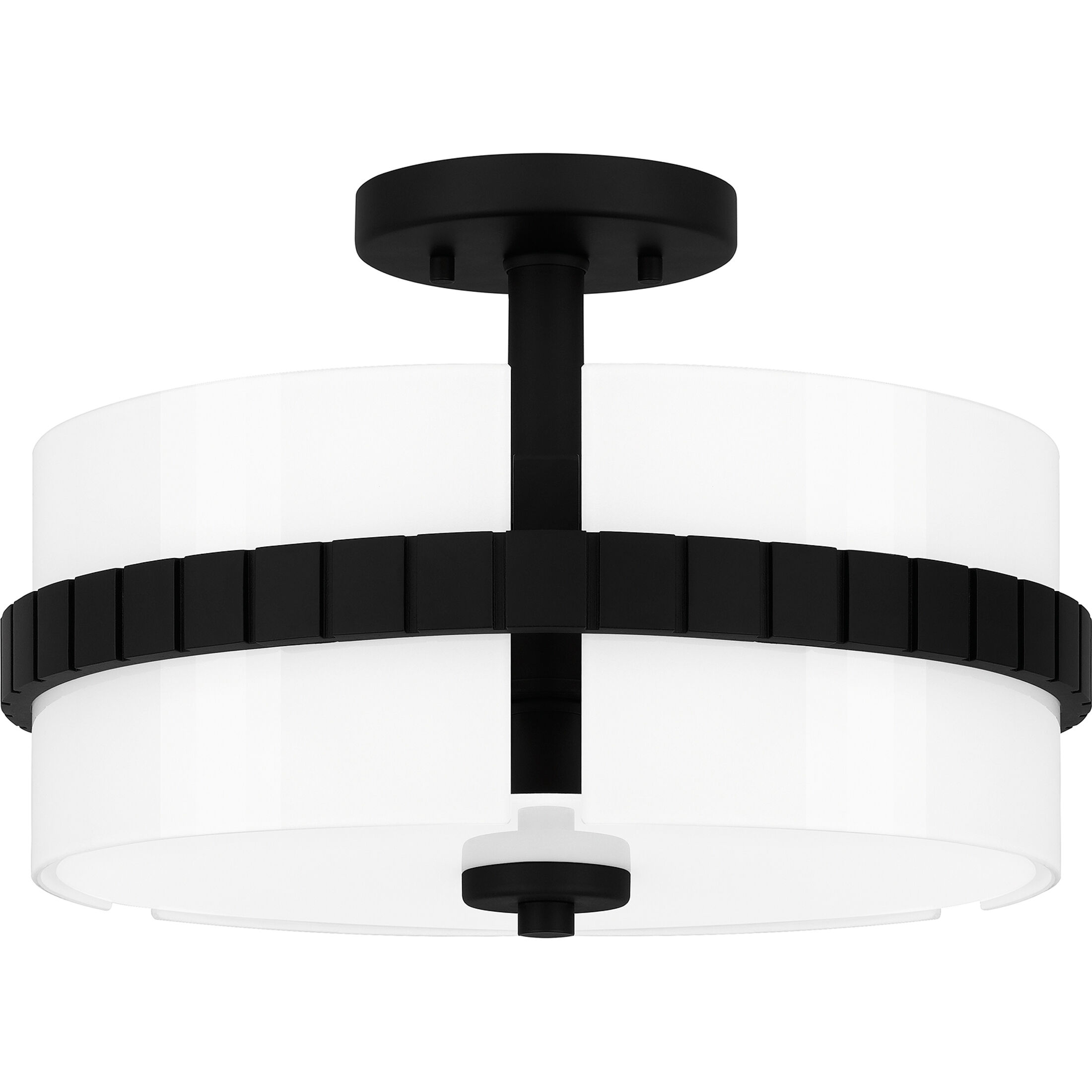 Baud 2 Light 14 inch Matte Black Semi-Flush Mount Ceiling Light