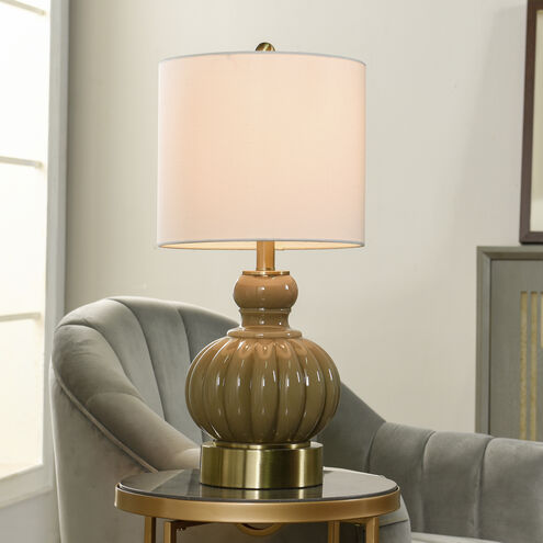 Bridgewater 23 inch 100.00 watt Brown Glass/Gold Steel/White Table Lamp Portable Light