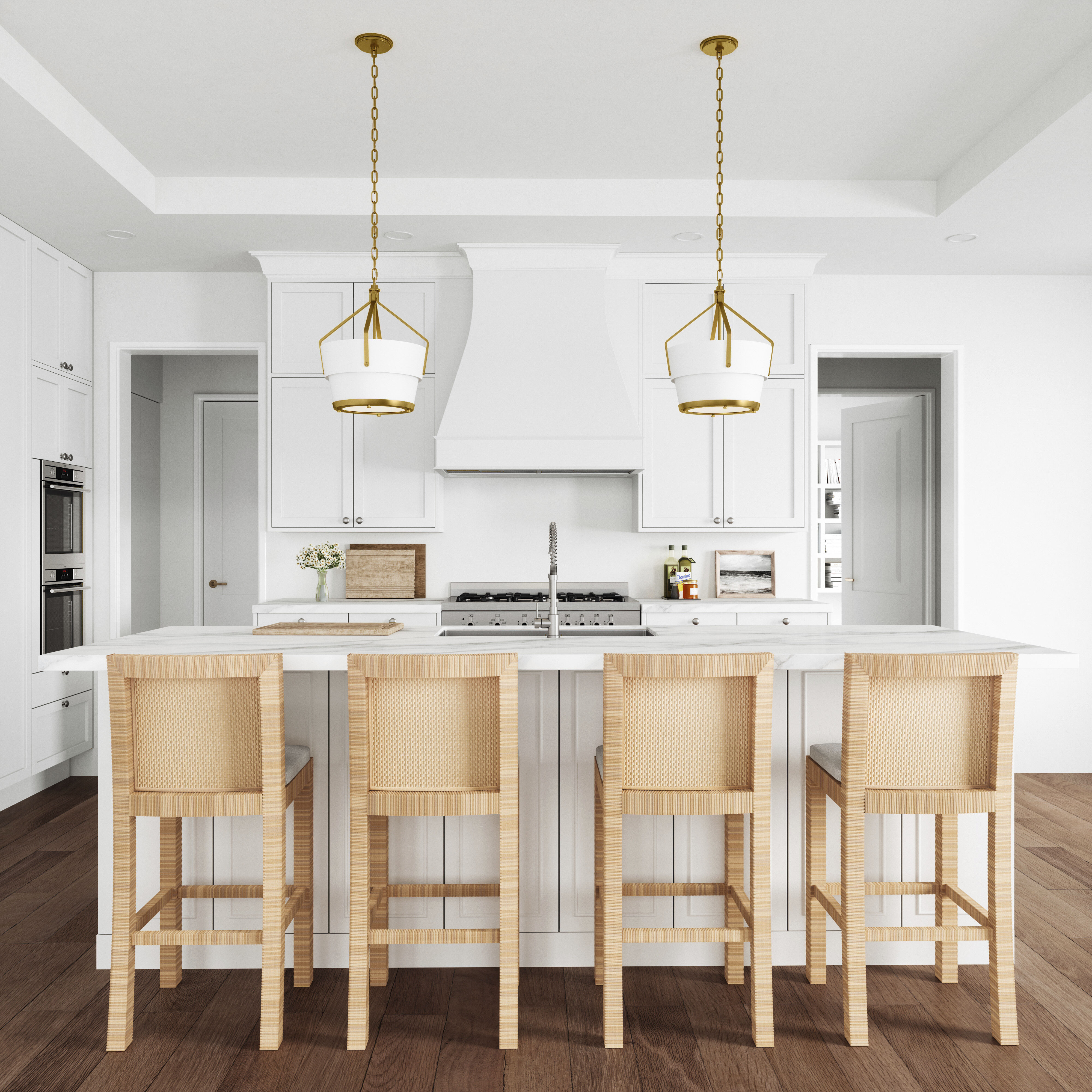 Marin 1 Light 14 inch Satin Brass with White Pendant Ceiling Light