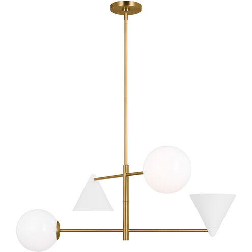 AERIN Cosmo 4 Light 36 inch Matte White and Burnished Brass Chandelier Ceiling Light in Matte White / Burnished Brass
