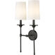 Emily 2 Light 13.75 inch Matte Black Wall Sconce Wall Light