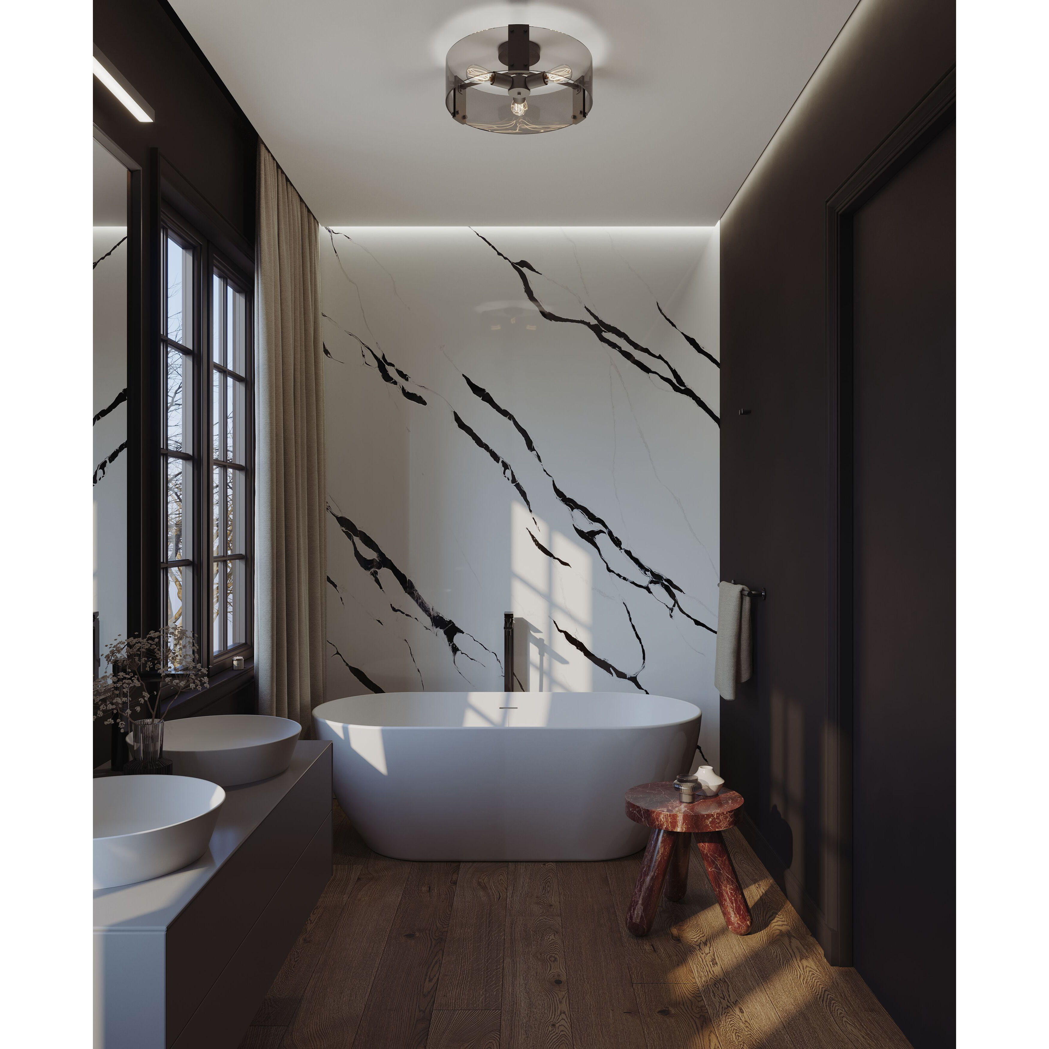 Dana 3 Light 19 inch Black Semi Flush Mount Ceiling Light