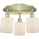 Cobbleskill 3 Light 16.75 inch Antique Brass Flush Mount Ceiling Light in Matte White