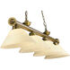 Cordon 4 Light 81.25 inch Rubbed Brass Billiard Ceiling Light in Golden Mottle Glass