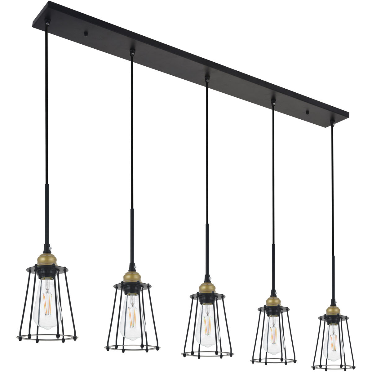 Auspice 5 Light 46 inch Brass and Black Pendant Ceiling Light