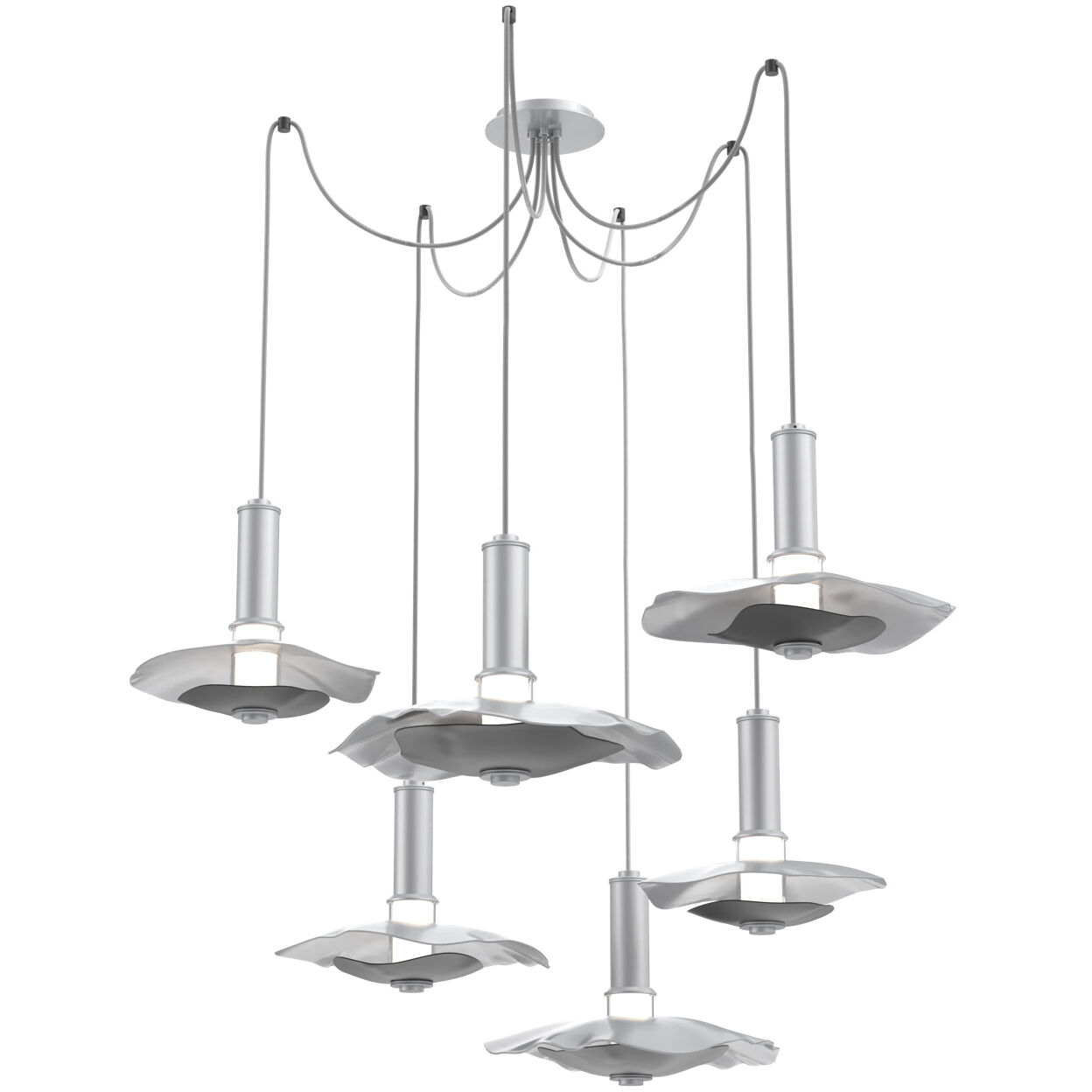 Cumulus LED 49 inch Classic Silver with Black Metal Swag Multi-Pendant Chandelier Ceiling Light in 3000K LED