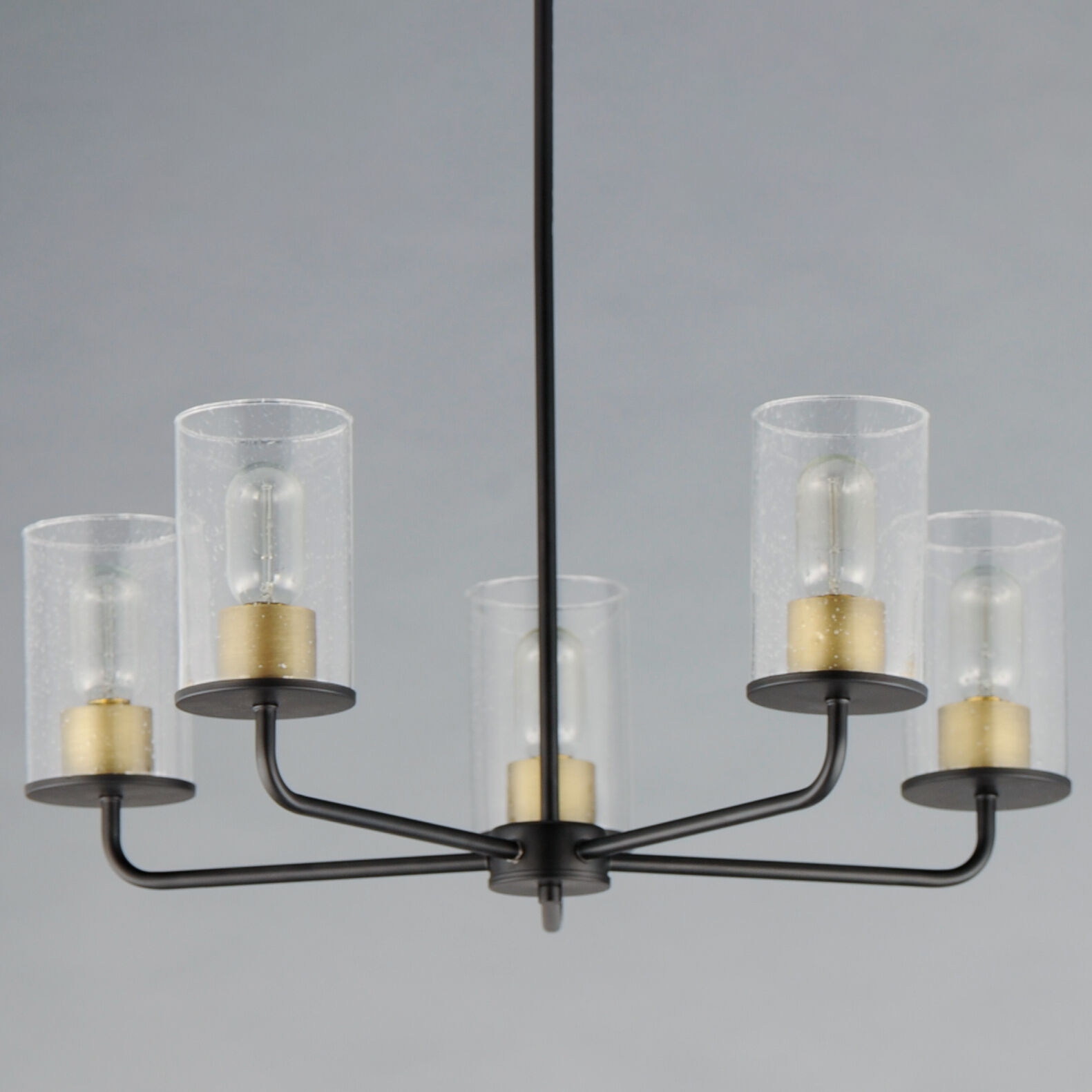 Sleek 5 Light 24.5 inch Antique Brass/Black Chandelier Ceiling Light in Antique Brass and Black