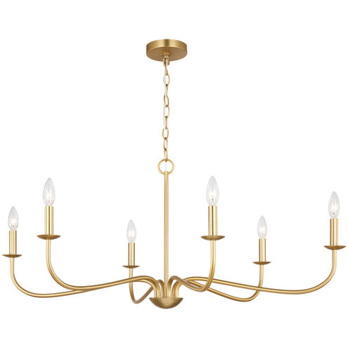 Abells 6 Light 40.13 inch Satin Brass Chandelier Ceiling Light