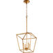 Gabriel 4 Light 13 inch Gold Leaf Mini Chandelier Ceiling Light, Quorum Home