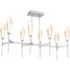 Aalto LED Beige Silver Linear Pendant Ceiling Light in 3000K LED, Metallic Beige Silver, Optic Rib Amber, Belvedere