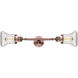 Franklin Restoration Bellmont 2 Light 17 inch Antique Copper Bath Vanity Light Wall Light in Clear Glass, Franklin Restoration