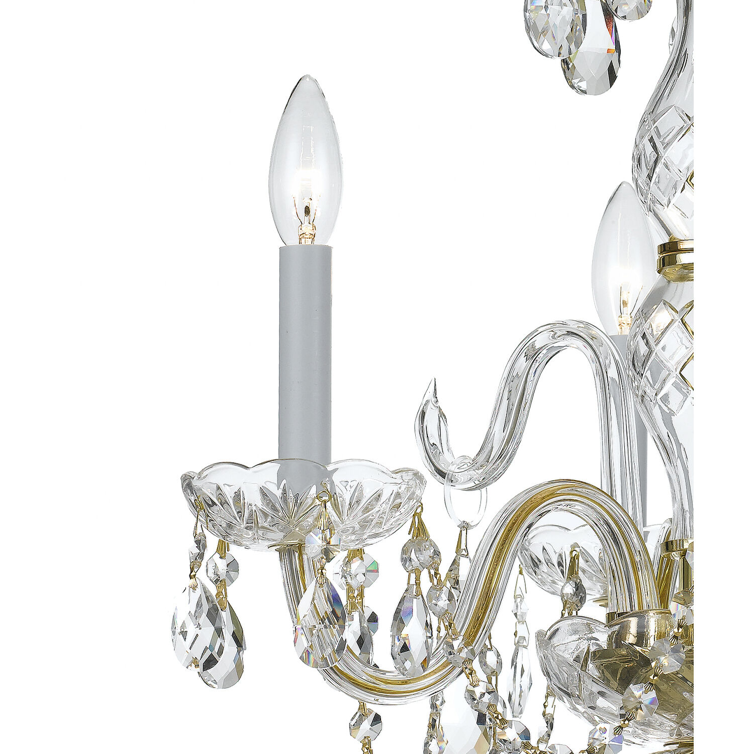Traditional Crystal 3 Light 16 inch Polished Brass Mini Chandelier Ceiling Light in Clear Hand Cut