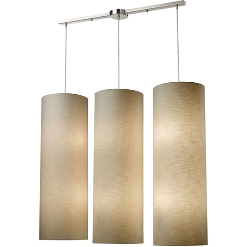 Fabric Cylinders 12 Light 43 inch Satin Nickel Pendant Ceiling Light in Incandescent