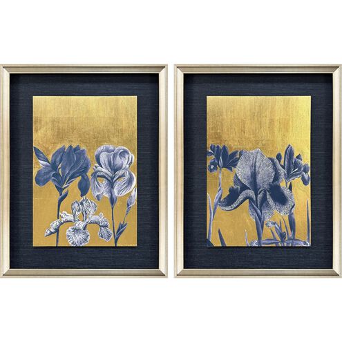 Blue Iris Blue and Metallic Framed Art