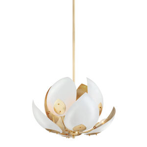 Lotus 8 Light 24 inch Gold Leaf / White Chandelier Ceiling Light