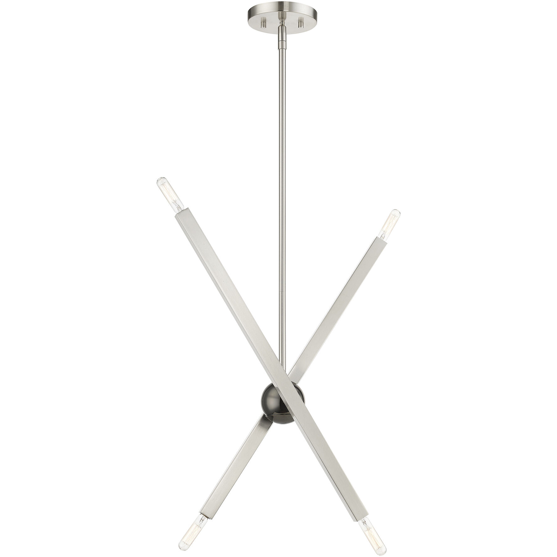 Monaco 4 Light 28 inch Brushed Nickel with Black Chrome Finish Accent Linear Chandelier Ceiling Light