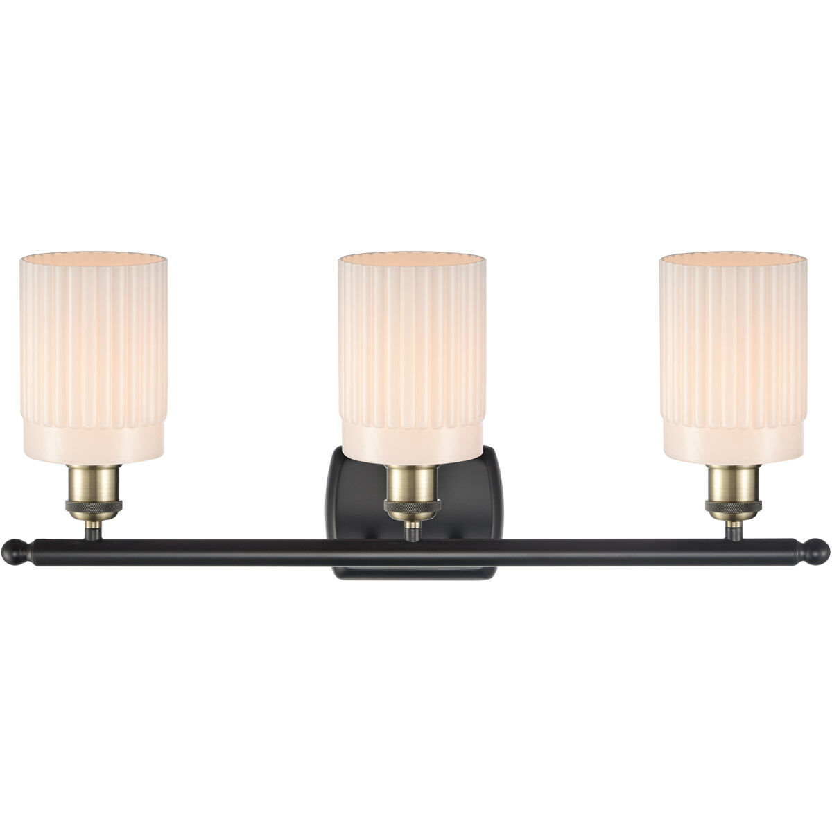 Ballston Hadley LED 26 inch Black Antique Brass Bath Vanity Light Wall Light in Matte White Glass, Ballston