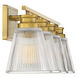 Transitional 4 Light 32 inch Natural Brass Vanity Light Wall Light