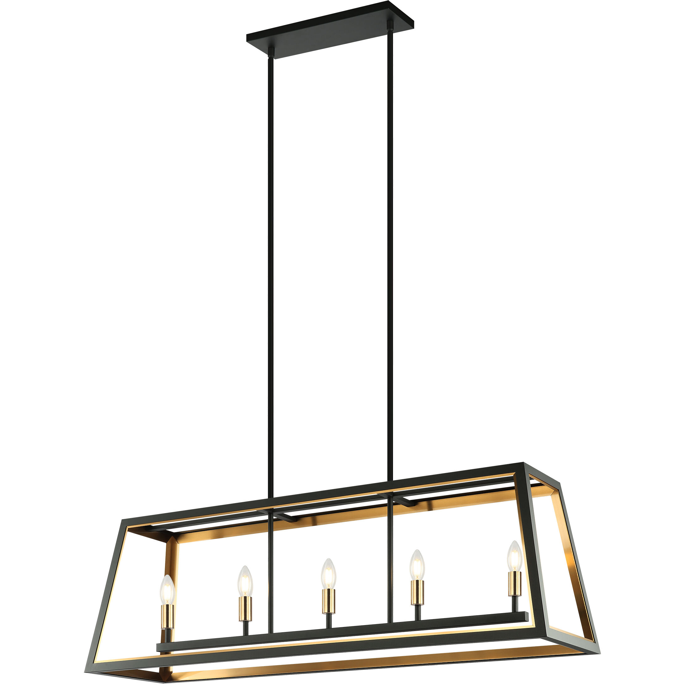 Rosalie 5 Light 45 inch Matte Black and Aged Gold Brass Pendant Ceiling Light