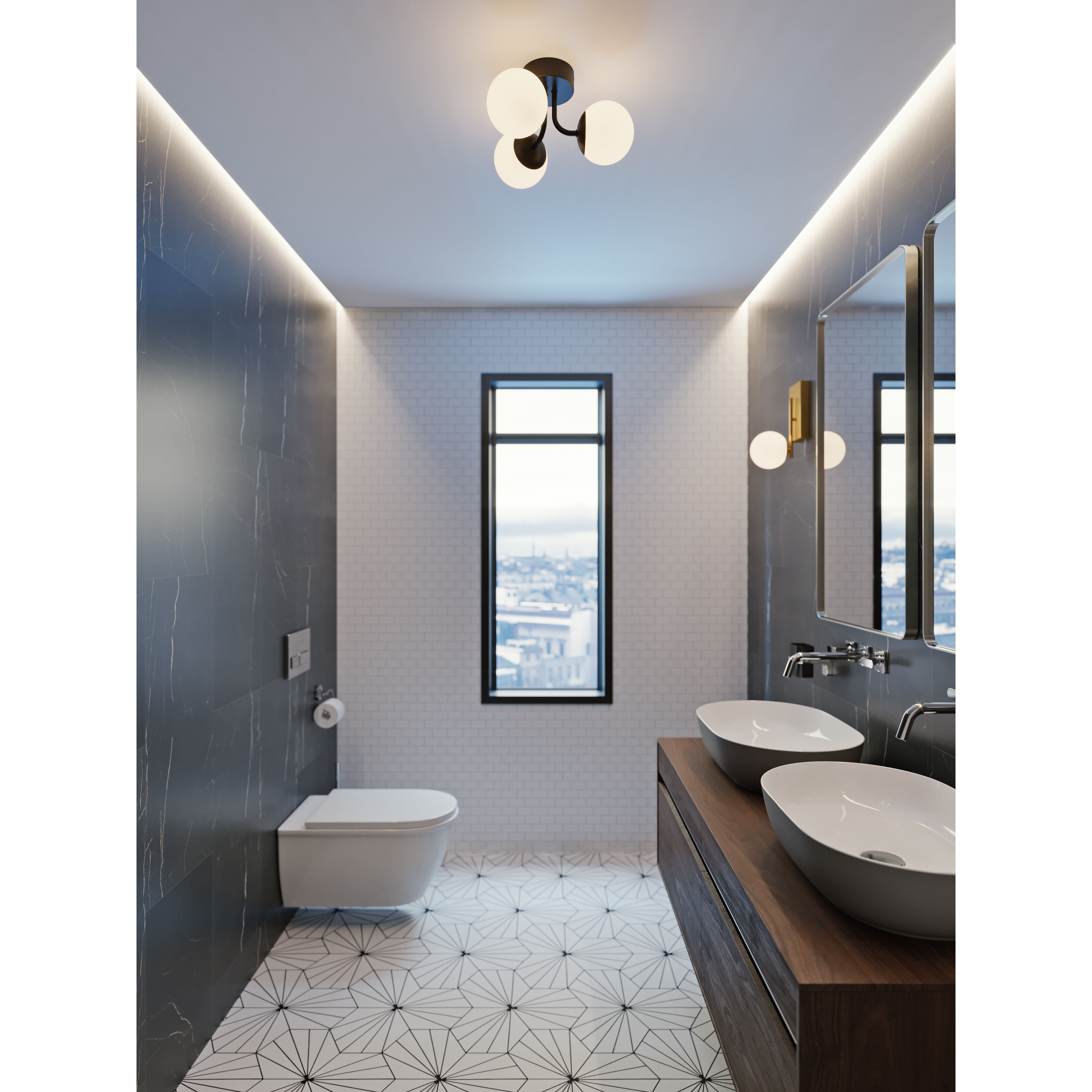 Metropolitan LED 16 inch Black Semi Flush Mount Ceiling Light