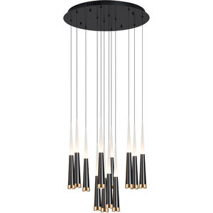 Comet LED 24 inch Satin Dark Gray and Brushed Champagne Chandelier Ceiling Light