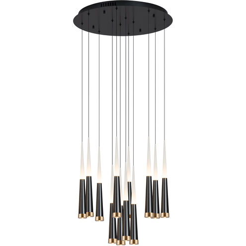 Comet LED 24 inch Satin Dark Gray and Brushed Champagne Chandelier Ceiling Light