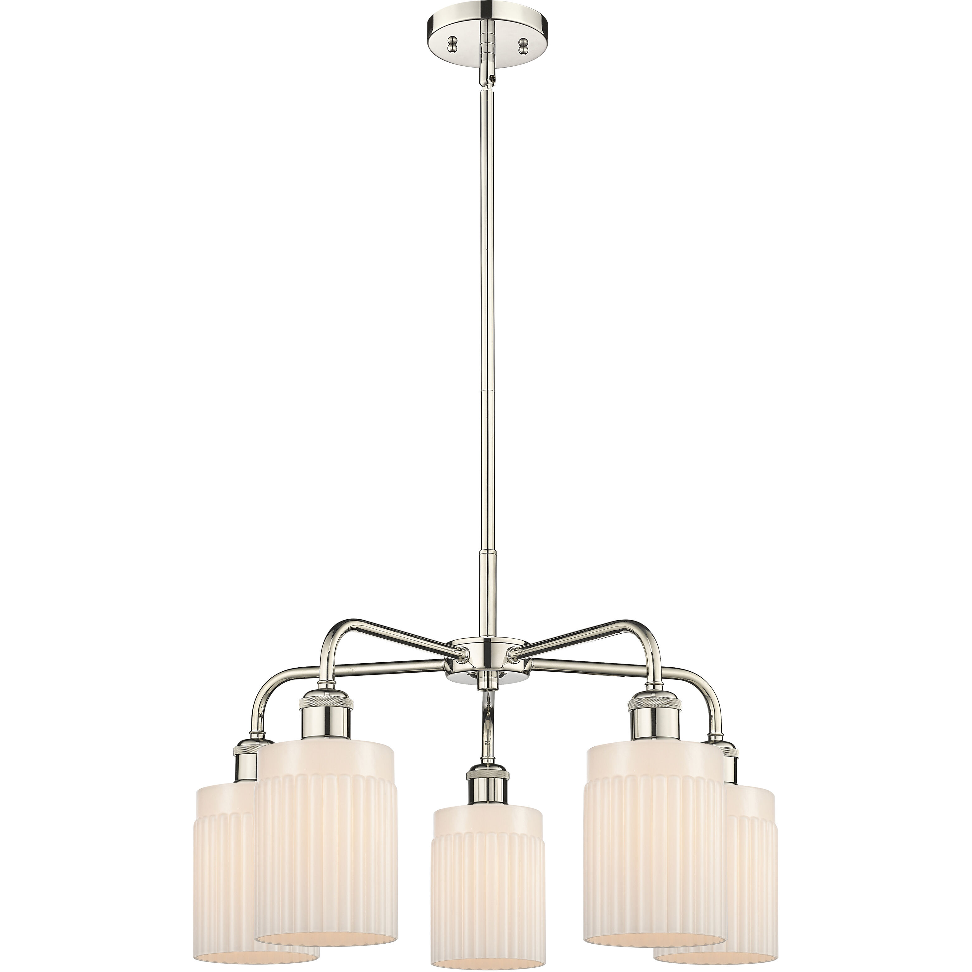 Hadley 5 Light 22.5 inch Polished Nickel Chandelier Ceiling Light in Matte White