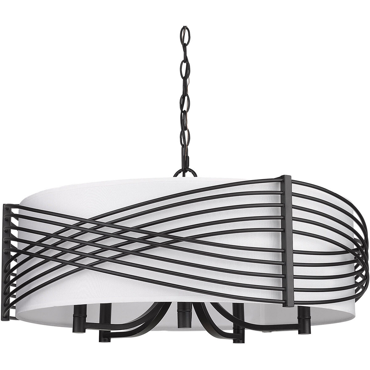 Golden Lighting 5516 5 BLK MWS Zara 5 Light 26 inch Matte Black Chandelier Ceiling Light in Modern White