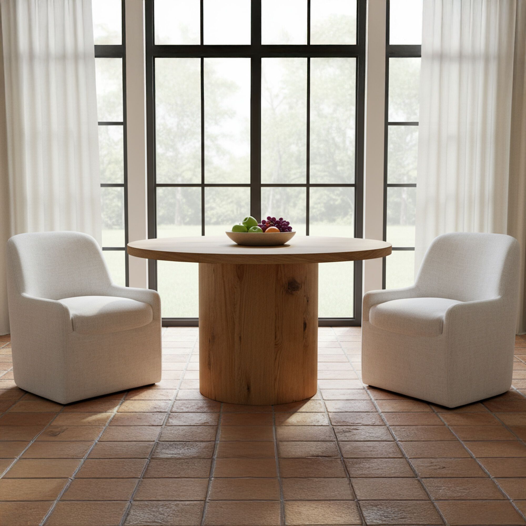 Maisie KQ Flecked Oat Rolling Dining Chair in Beige