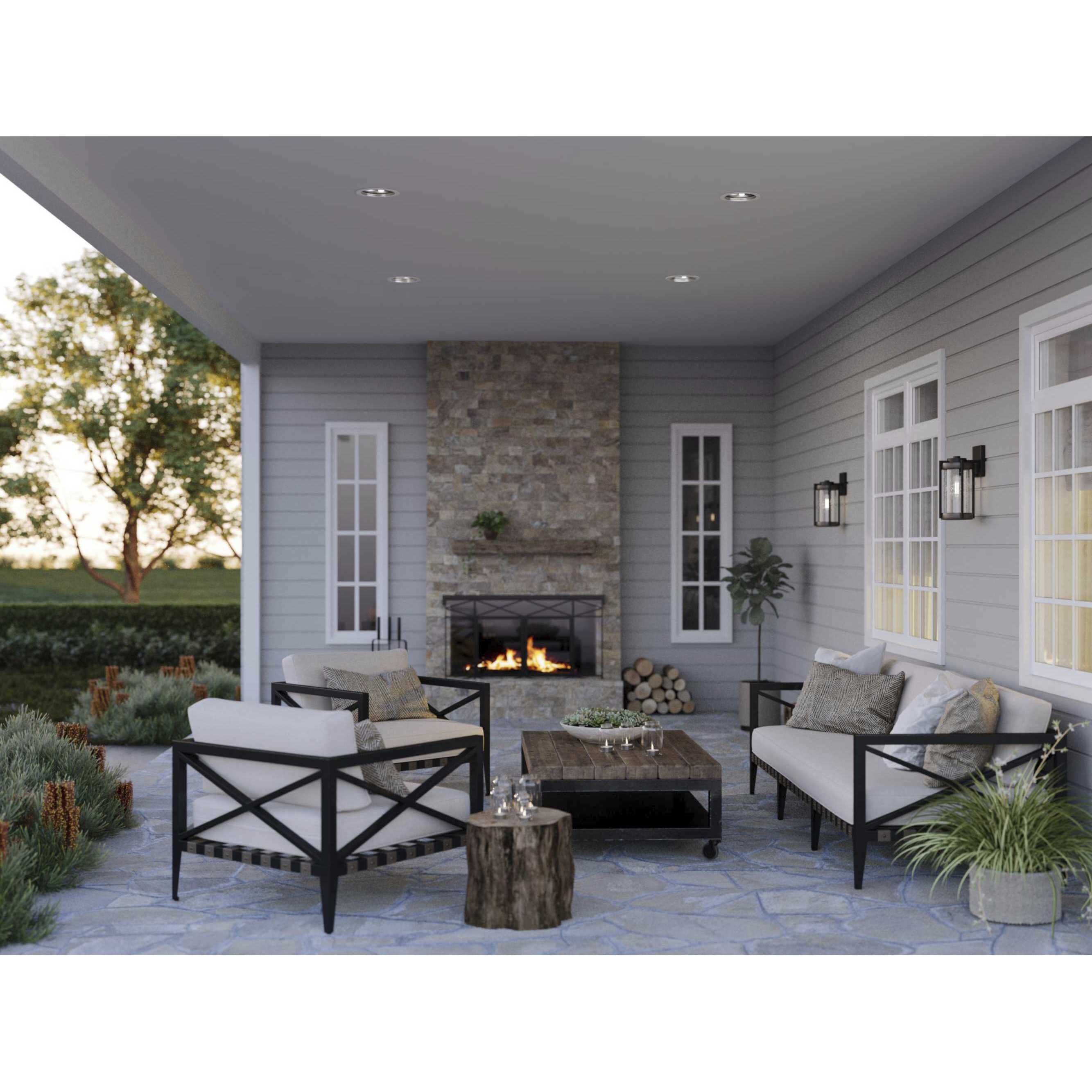 6in Recessed Trim PAR38 Satin White Open Shower Trim