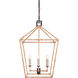 Denison 6 Light 40 inch Mole Black/Natural Rattan Lantern Pendant Ceiling Light