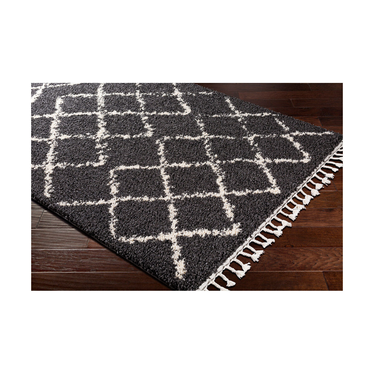 Berber Shag 87 X 63 inch Charcoal/Beige Rugs, Rectangle