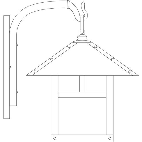 Evergreen 1 Light 15.12 inch Rustic Brown Outdoor Wall Mount in Rain Mist, T-Bar Overlay