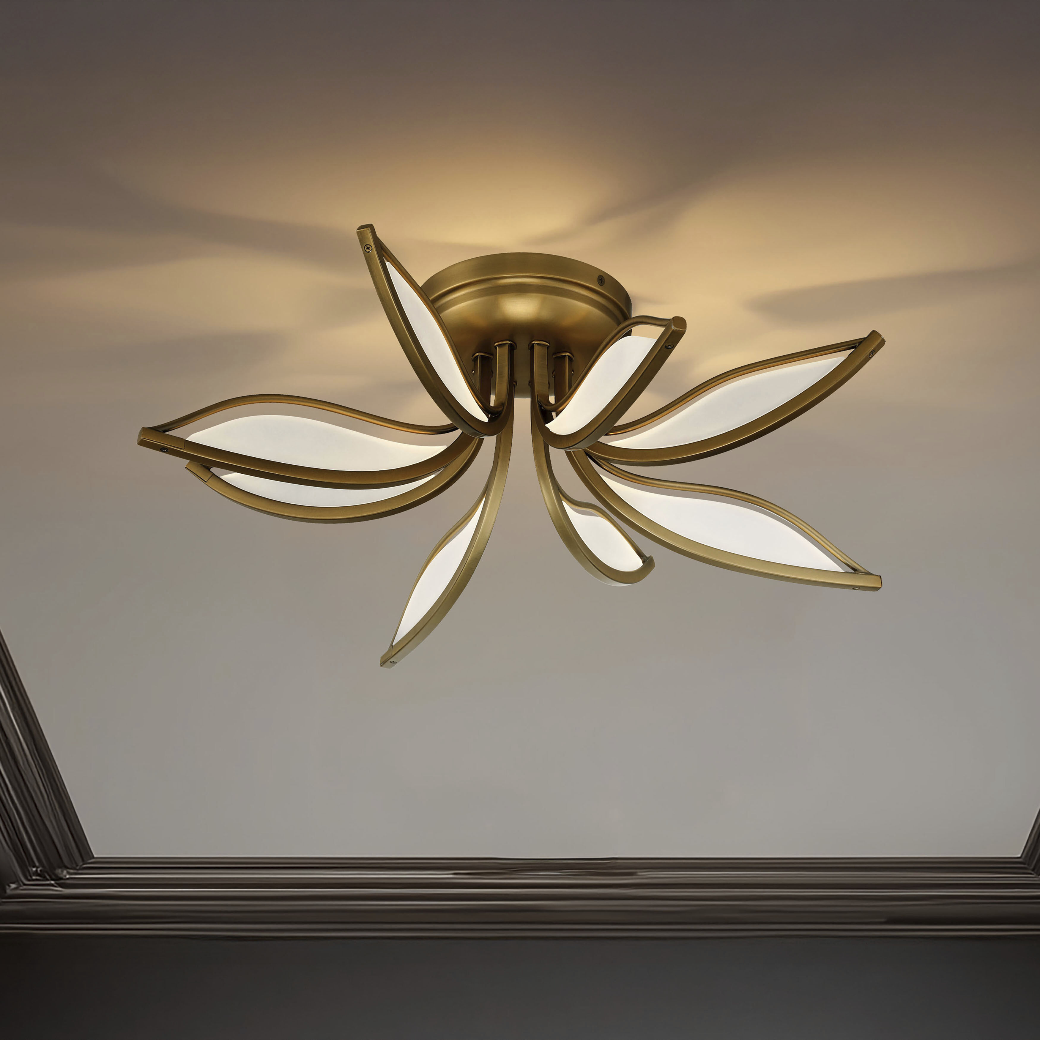 Papilio LED 21 inch Legacy Brass Flush Mount Ceiling Light
